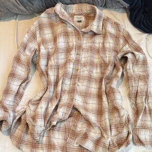 American Eagle Outfitters womens Casual Plaid Shirt in Pink and White